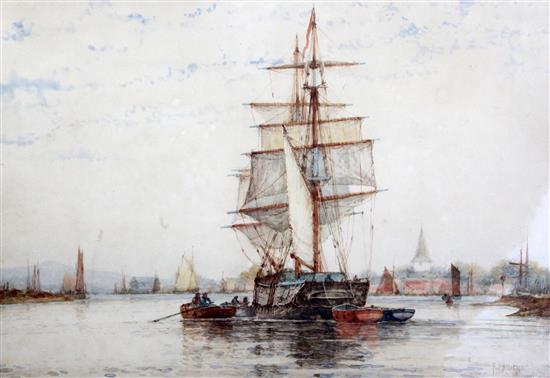 Frederick James Aldridge (1850-1933) An old Sussex port, 13.75 x 20.75in.
